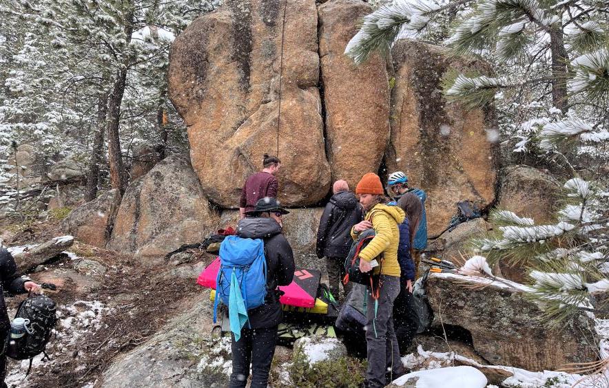 students preparing for hands on training in the snow